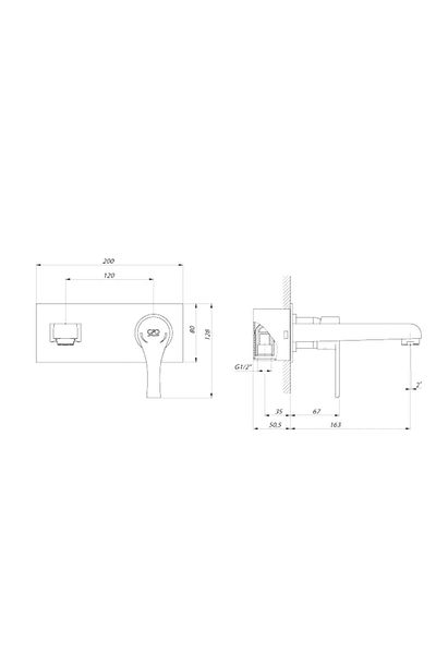 GPD Mda65 Atros Wall Built-in Sink Faucet Fixture (tsen817)