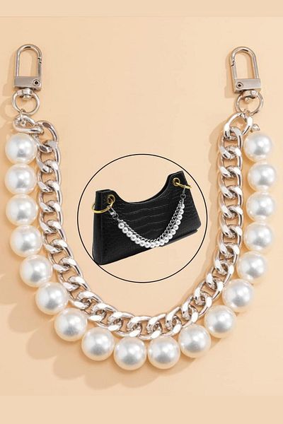 Emtory Home 30 Cm Lock Strap Bag Accessory - Gold Wallet Strap with Chain and Pearl