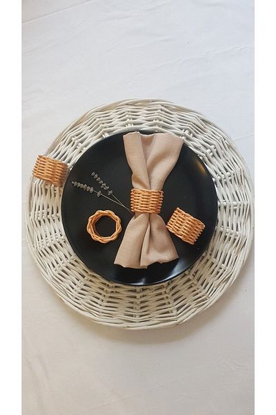KİREMİT DEKORASYON 6-Piece Rattan Napkin Ring Napkin Ring Wicker Napkin Holder