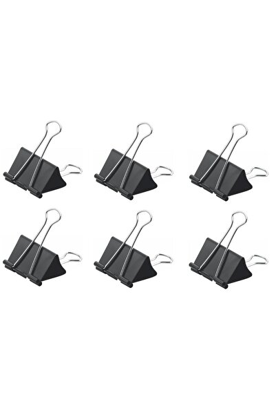 EZG Evrak Mandalı Siyah Renkli Metal Mandal Klips 32 Mm 6 Adet