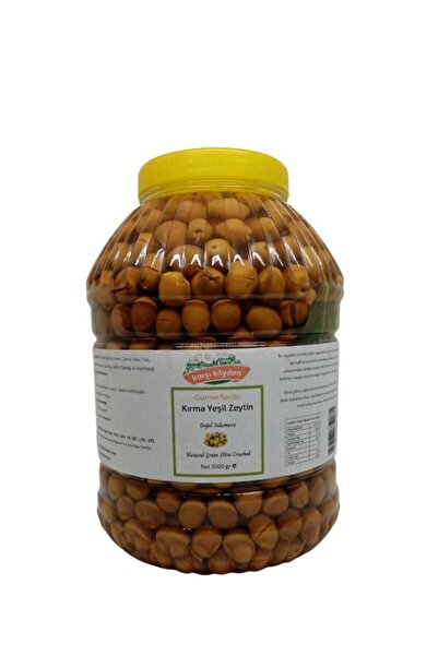 Karşı Köyden Doğal Salamura Kırma Yeşil Zeytin (3500gr - Pet Kavanoz)