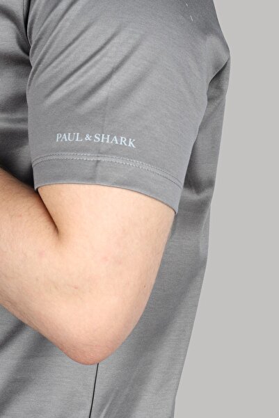 PAUL&SHARK Gray Polo Collar Men's T-Shirt - Cotton, Button Closure, Short Sleeve24411321-T02