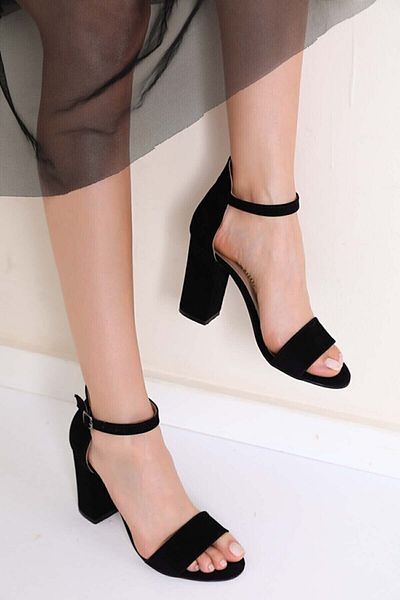 Demashoes Tocuri clasice de damă cu toc înalt din piele intoarsa neagra