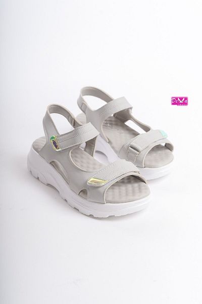 Demashoes Ice Gray Super Comfortable Velcro Flat Sole Orthopedic Daily Sandals