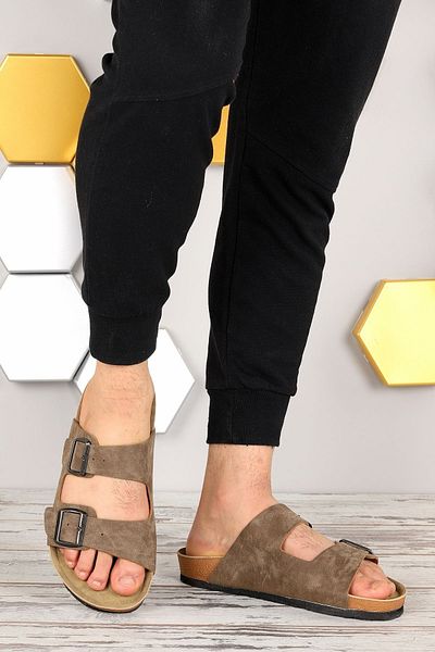 Demashoes Ανδρικές παντόφλες με αγκράφα χακί