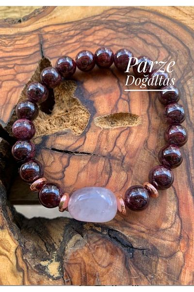 parze doğaltaş Garnet (Red Garnet) and Rose Quartz Bracelet