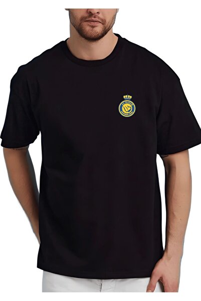 ZAFOİN Al Nassr Logo Football Printed Unisex Oversize T-Shirt - Long Sleeve