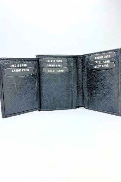 Parscraft Истински кожен портфейл, прав модел Flother, черен