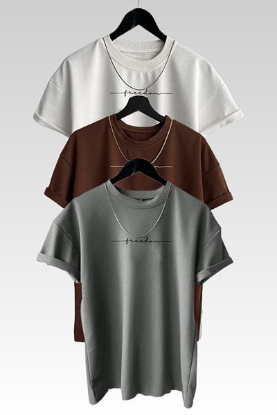 viperkombin Oversize Σετ μπλουζάκι 3 τεμαχίων 100% βαμβάκι