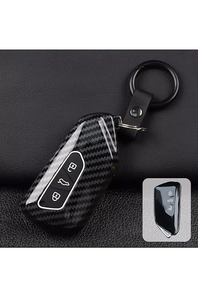 bigkey For Volkswagen Golf 8 -Seat-Skoda Black Carbon Key Case Cover'New Case'