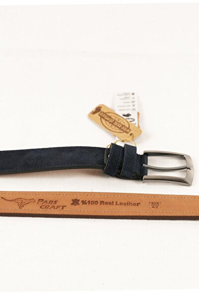 Parscraft Γνήσιο Suede Leather Ανδρική Ζώνη Navy Blue 4 cm