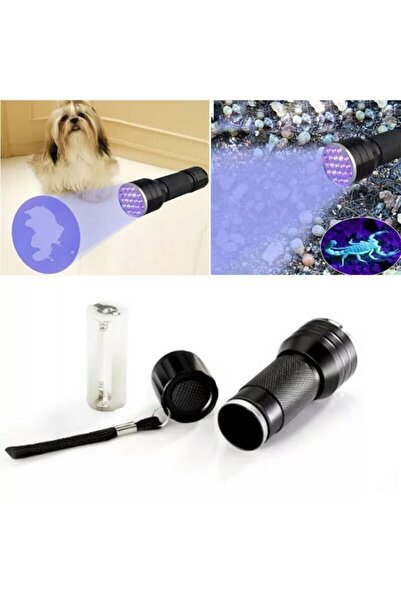 Geltoptan Uv Fener 21 Led Ultraviyole Fener Mor Uv Işık Lamba Siyah