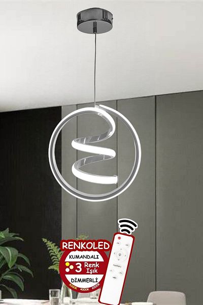 Renkoled Aydınlatma 3 Color Lighted Controlled Modern Chandelier Led Case - Pendant Lamp, Entryway, Hall and Room Spiral