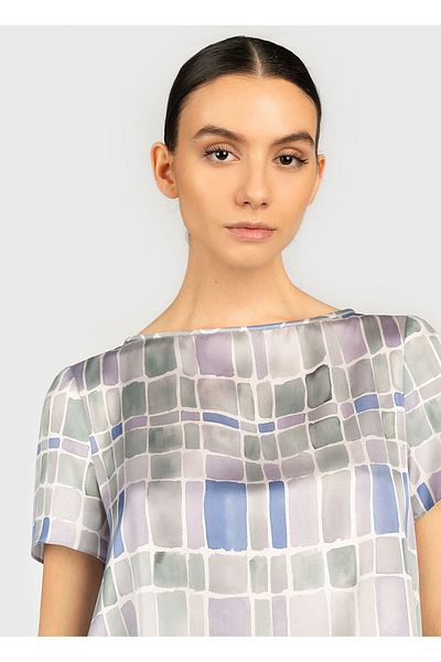 Emporio Armani المرأة القطن شعار العلامة التجارية منقوشة بلوزة Ank08t A2503-منقوشة