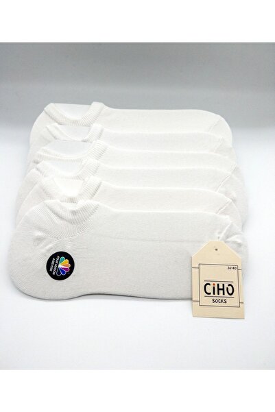 CİHO Дамски чорапи, 6 чифта, гладки, бели, меки, невидими, с каишка за глезена
