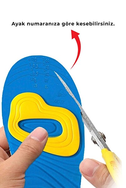 KORDAK 3d Silikon Darbe Emici Günlük Jel Tabanlık - Kesilebilir Topuk Metatarsal Destekli Günlük Tabanlık