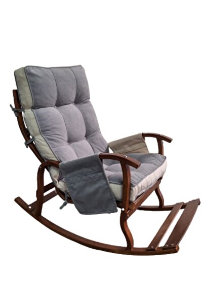 Mobildeco Sultan Lüx  Ceviz Ahşap Çift Minderli Çift Cepli Sallanan Sandalye ...