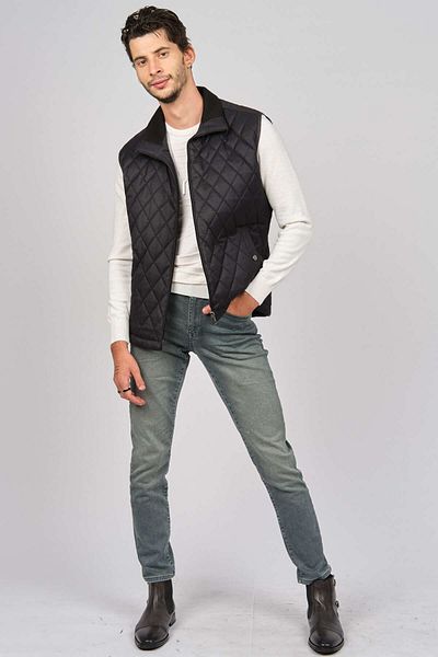 daynax Men's Pocket Detailed Diamond Patterned Vest 492700 Black
