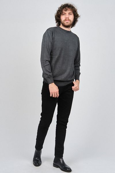 Pelikan Men's Crew Neck Wool Sweater 1572019 Smoked