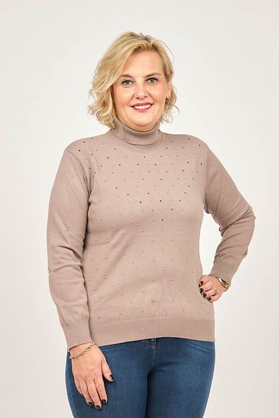 Büşra Triko Pulover de damă cu gât roscat 3998212 nurcă
