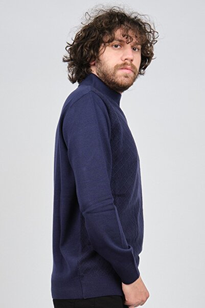 Pelikan Чоловічий светр з візерунком у вигляді половини риби, з вовняної пряжі, 1578710, фіолетовий