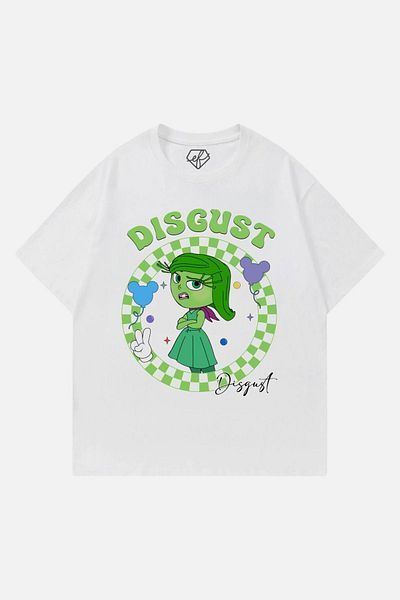 EFBUTİK Unisex White Reverse Face Disqust T-shirt