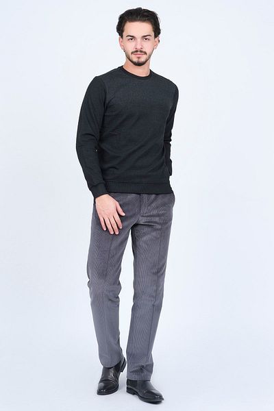 Raymons Men's Patterned Crew Neck Knitwear Sweat 6782267 Black