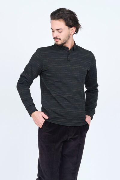 Raymons Men's Patterned Polo Neck Knitwear Sweat 6782273 Khaki