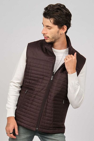 daynax Men's Furry Pocket Detailed Vest 492913 Claret Red