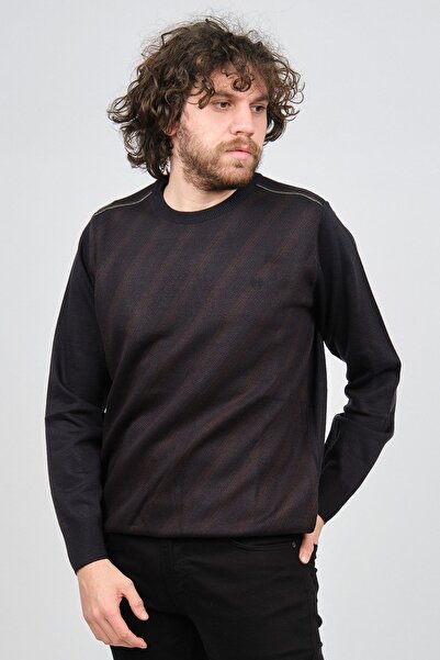 Pelikan Men's Striped Crew Neck Sweater 1579325 Brown