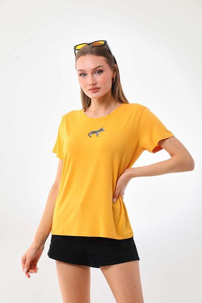 Sistas Bluză cu mânecă scurtă cu model zebră pentru femei 23118 Galben