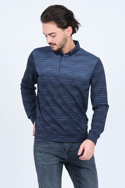Raymons Men's Patterned Polo Neck Knitwear Sweat 6782257 Indigo