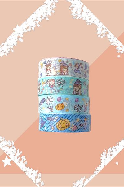 Marseliko Magic Academy Blue 4-Piece Washi Tape Set / Washi Tape / Bullet Journal / Scrapbook