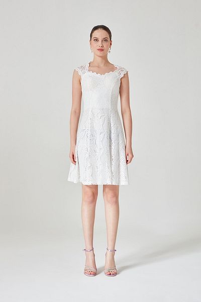 ESCOLL Women's Ecru Davis Dress with Window on the Back 1129