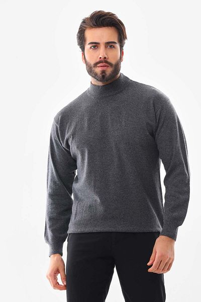 Ersin Triko Men's Half Turtleneck Wool Sweater 4115 Smoked