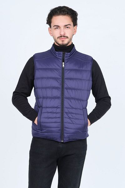 Allegro Men's High Collar Vest 0364155 Navy Blue
