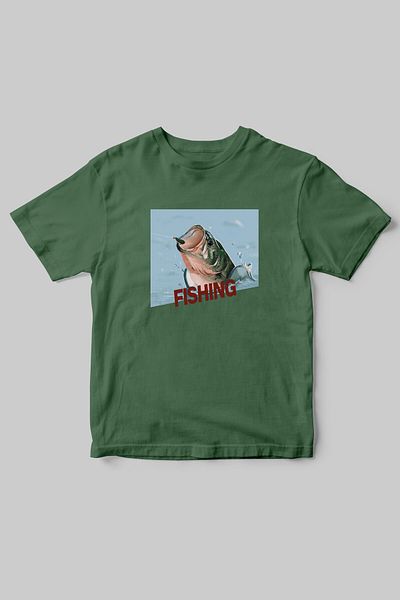 WİDİ Μπλουζάκι Fishing, Sea Fishing Regular Fit 100% βαμβακερό Crew Neck Hunter Khaki