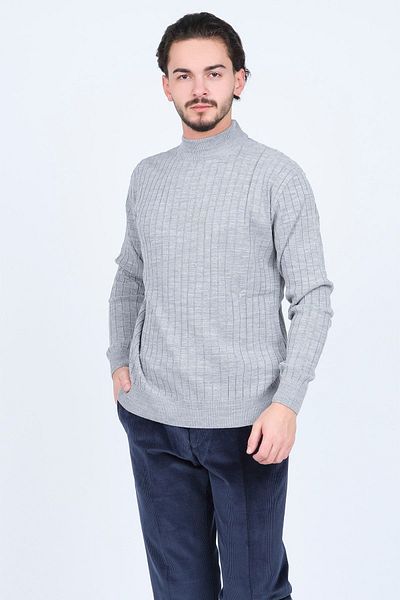 Metropolitan Men's Corded Half Fisherman Knitwear Sweater 6244018 Gray
