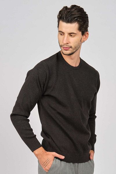 PAVE Men's Crew Neck Wool Sweater 4538103 Smoked