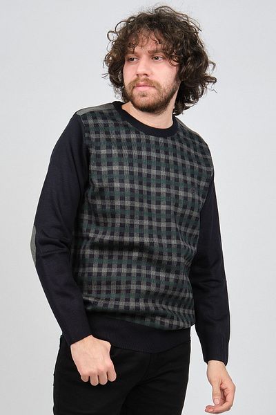 Pelikan Men's Patterned Crew Neck Sweater 1577309 Smoked