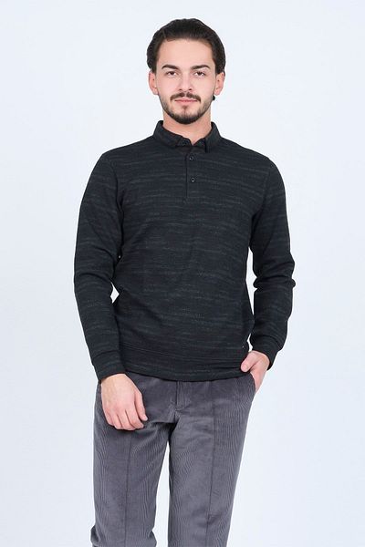 Raymons Men's Patterned Polo Neck Knitwear Sweat 6782273 Black