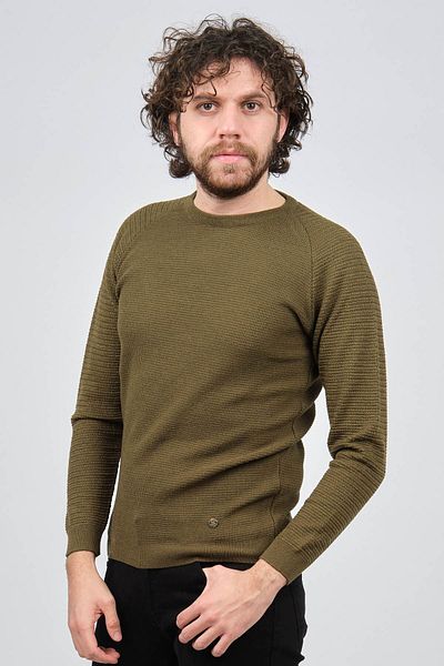 Çizgi Triko Men's Crew Neck Slim Fit Sweater 42554259 Khaki