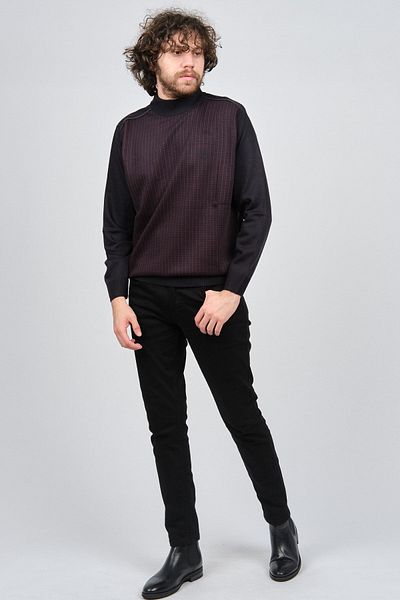Pelikan Men's Patterned Half Fisherman Wool Sweater 1578717 Claret Red