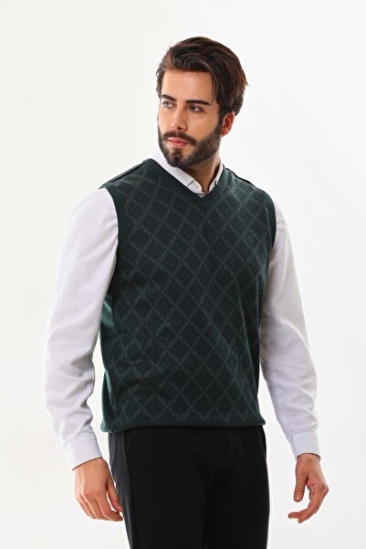 Pelikan Ανδρικό πουλόβερ με σχέδιο V λαιμόκοψης 9614 Πράσινο