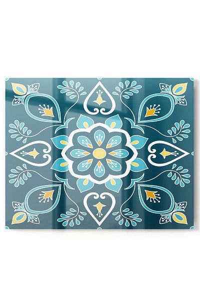 Onbiya Protector de spate pentru aragaz din sticla de bucatarie premium |   Motiv Floare