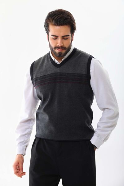 Pelikan Светр з V-подібним вирізом і чоловічим візерунком 9602 Синій