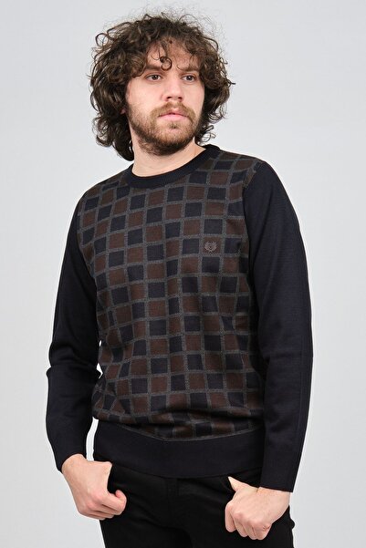 Pelikan Чоловічий светр з велосипедним коміром і візерунком 1577328 Синій