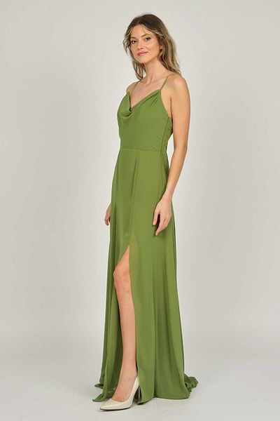 DORİDORCA Women's Strappy Evening Dress 5924049 Green