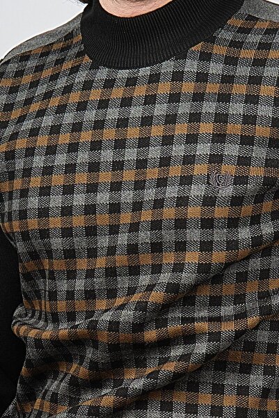 Pelikan Men's Patterned Elbow Detailed Half Fisherman Sweater 1577709 Camel