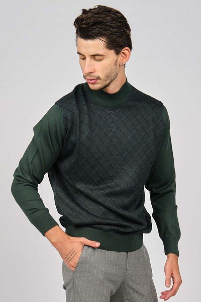 PAVE Men's Patterned Wool Sweater 4537190 Green